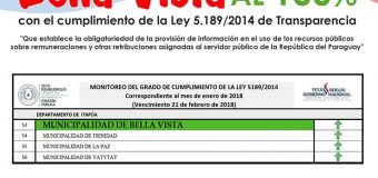 Bella Vista cumpliendo 100%  la Ley 5.189/2014