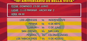 13° Torneo Integración de Fútbol, COPA “ 101 ANIVERSARIO DE BELLA VISTA”